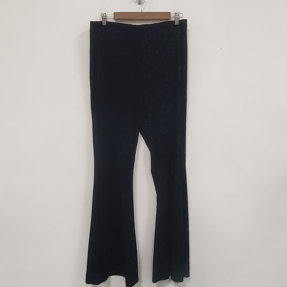 American Eagle Women Shimmer Velvet Flare Pull On Pants Size XL Black Whimsigoth